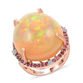 Luxoro 14K Rose Gold Ethiopian Welo Opal, Pink Tourmaline and Diamond G-H I2 Ring (Size 7.0) 36.20 ctw - Sticky add to cart bar