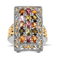 Multi-Tourmaline Cluster Ring in Vermeil YG and Platinum Over Sterling Silver (Size 10.0) 2.65 ctw - Sticky add to cart bar