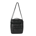 Black Genuine Leather Men's Crossbody Bag with Croc-Embossed Pattern Flap - Sticky add to cart bar