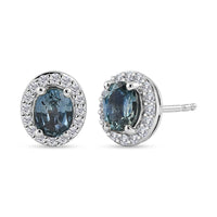 Premium Montana Sapphire and White Zircon 1.20 ctw Earrings in 18K Vermeil Yellow Gold Over Sterling Silver