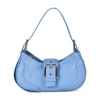 Blue Genuine Leather Shoulder Bag (10"x2.4"x5.7") with Shoulder Strap