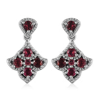 Ouro Fino Rubellite Dangle Earrings in Platinum Over Sterling Silver 0.85 ctw