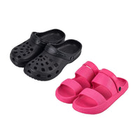 Set of 2 Softness and Flexibility EVA Pink Sandal & Black Clog (Size 38-39, 7)