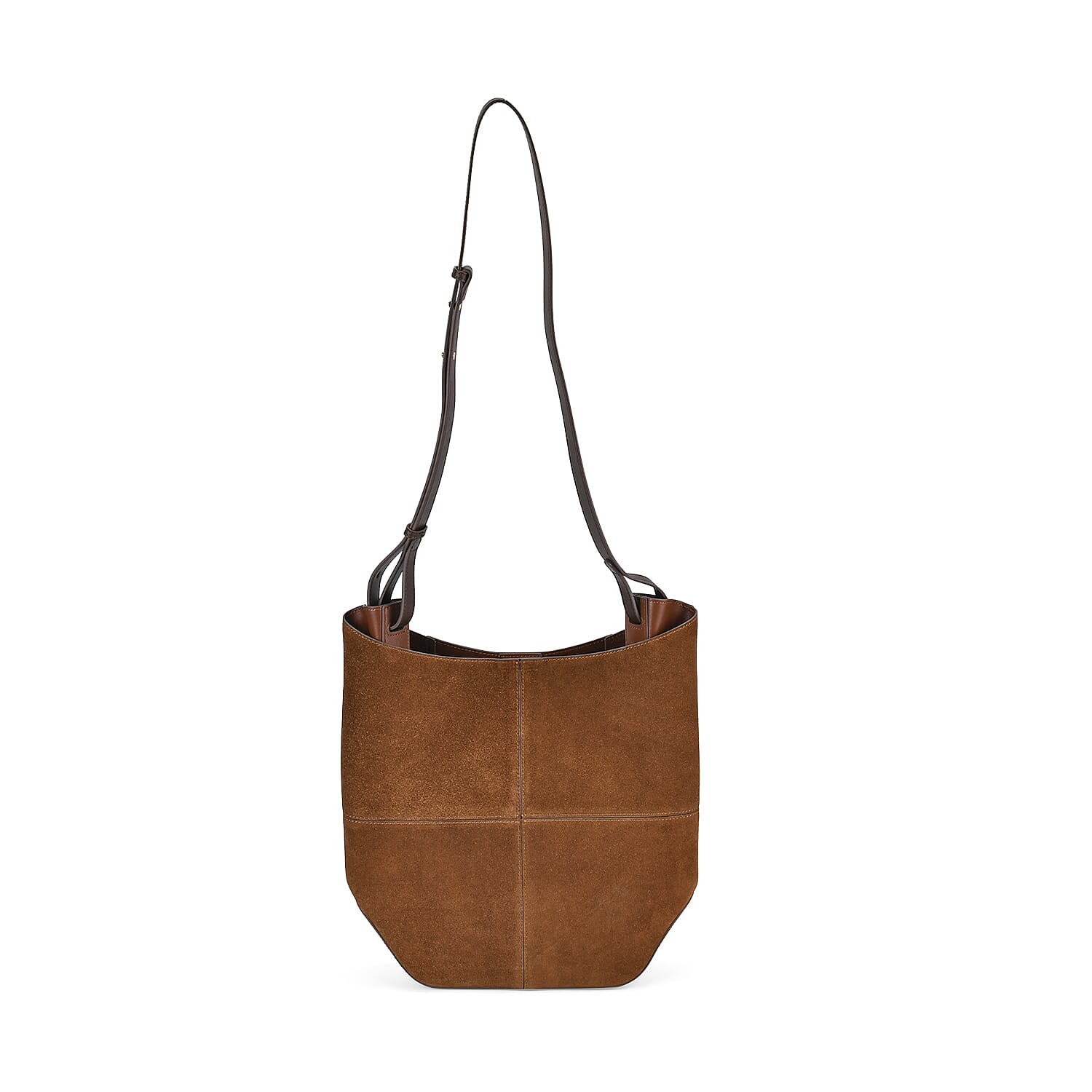 Dark Coffee Genuine Leather Hobo Shoulder Bag (8.3"x3.5"x12") with Shoulder Strap