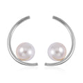 White Shell Pearl Earrings in Rhodium Over Sterling Silver - Sticky add to cart bar