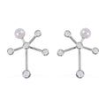 White Shell Pearl and Simulated Diamond Earrings in Rhodium Over Sterling Silver 1.35 ctw - Sticky add to cart bar