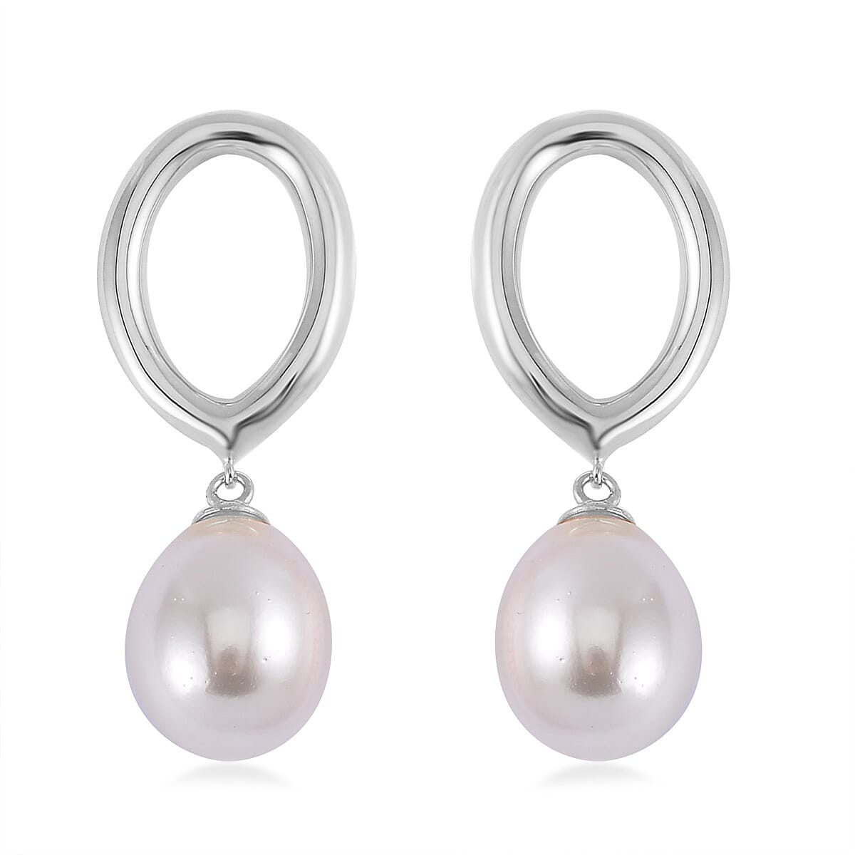 Shell Pearl Drop Earrings in terling Silver