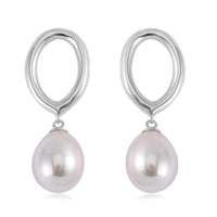 Shell Pearl Drop Earrings in terling Silver