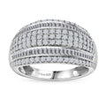 Diamond Multi Row Band Ring in Platinum Over Sterling Silver (Size 10.0) 1.00 ctw - Sticky add to cart bar
