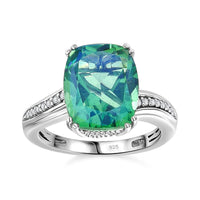 Peacock Quartz (Triplet) and White Zircon 5.34 ctw Ring in Platinum Over Sterling Silver (Size 10.0)
