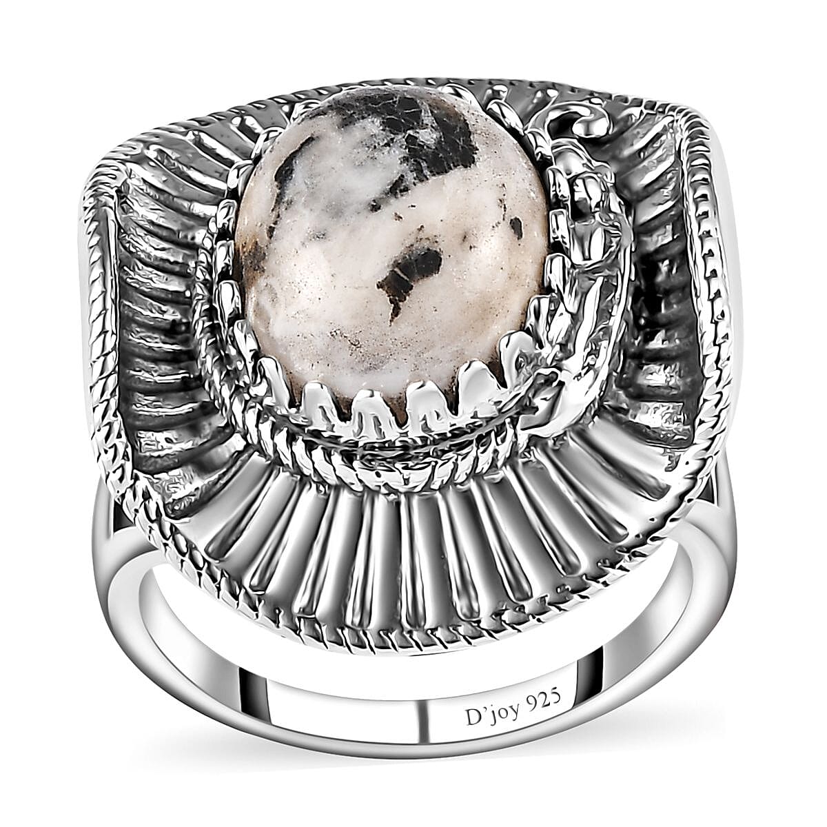 Artisan Crafted Premium White Buffalo Ring in Sterling Silver (Size 7.0) 5.65 ctw