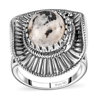 Artisan Crafted Premium White Buffalo Ring in Sterling Silver (Size 7.0) 5.65 ctw