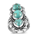 Premium Sierra Nevada Turquoise 3 Stone Ring in Sterling Silver (Size 10.0) 7.10 ctw - Sticky add to cart bar
