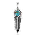 Artisan Crafted Sierra Nevada Turquoise Feather Pendant in Sterling Silver 2.65 ctw - Sticky add to cart bar