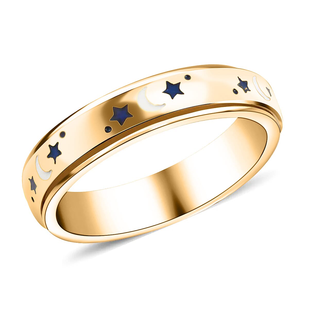 Sterling Silver Moon Star Spinner Band Ring (4.90 g)