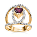 Orissa Rhodolite Garnet, Moissanite Ring in Vermeil YG Over Sterling Silver (Size 5.0) 1.70 ctw - Sticky add to cart bar