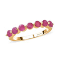Premium Montepuez Ruby 7 Stone Ring in Vermeil YG Over Sterling Silver (Size 6.0) 1.25 ctw - Sticky add to cart bar