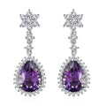 Rose De France Amethyst and White Zircon Dangle Earrings in Platinum Over Sterling Silver 7.35 ctw - Sticky add to cart bar