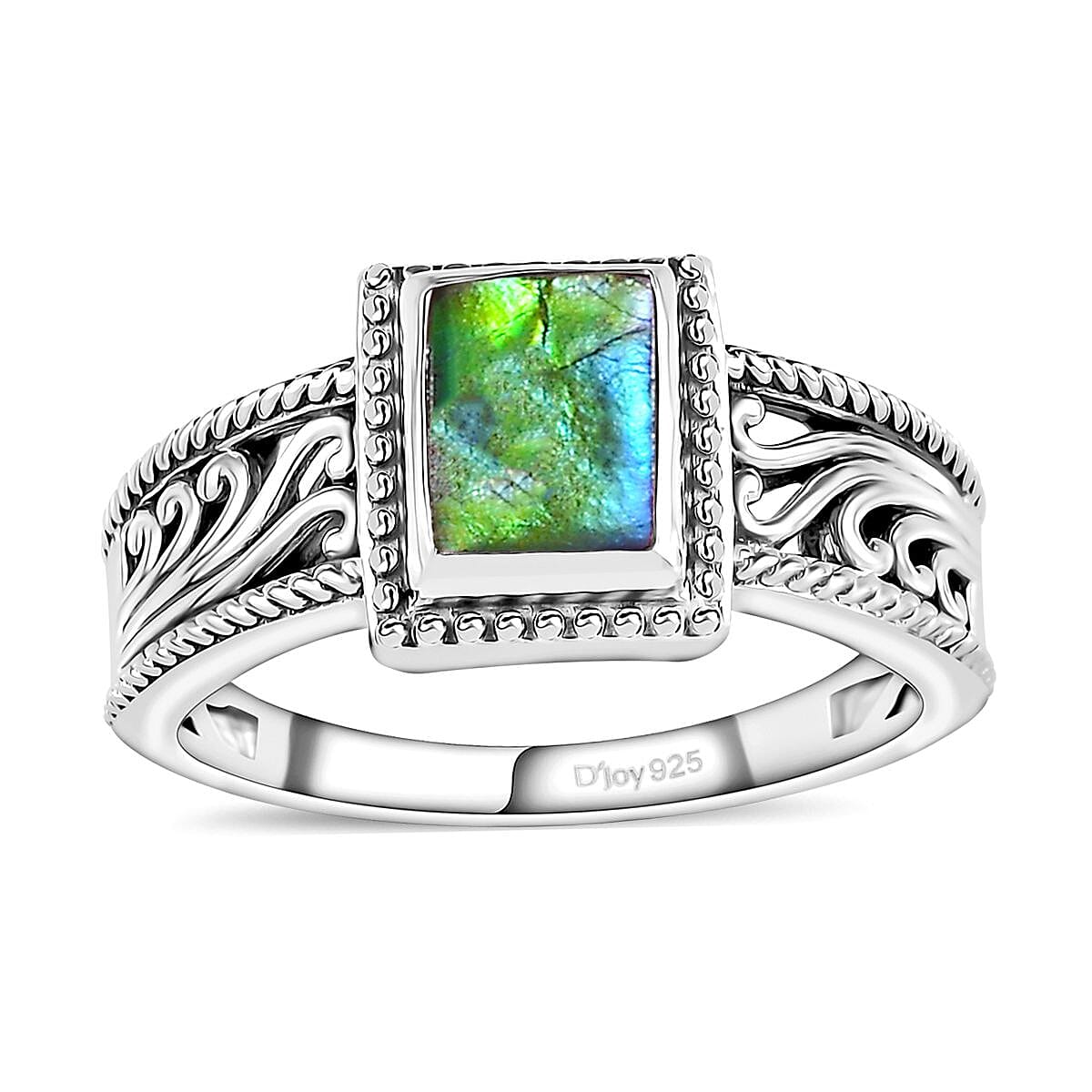 Artisan Crafted Canadian Ammolite Ring in Sterling Silver (Size 10) 1.35 ctw
