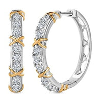 Moissanite Full Hoop 1.80 ctw Earrings in Vermeil YG Over Sterling Silver