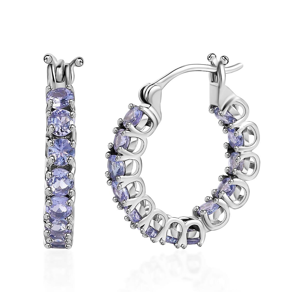 Tanzanite Inside Out Hoop Earrings in Platinum Over Sterling Silver 3.15 ctw