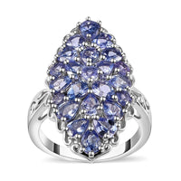 Tanzanite Elongated Ring in Platinum Over Sterling Silver (Size 10.0) 3.00 ctw