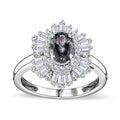 Green Tanzanite and White Zircon Ring in Platinum Over Sterling Silver (Size 10.0) 2.15 ctw - Sticky add to cart bar