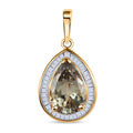 Luxoro AAA Turkizite and G-H I2 Diamond 2.40 ctw Halo Pendant in 10K Yellow Gold - Sticky add to cart bar