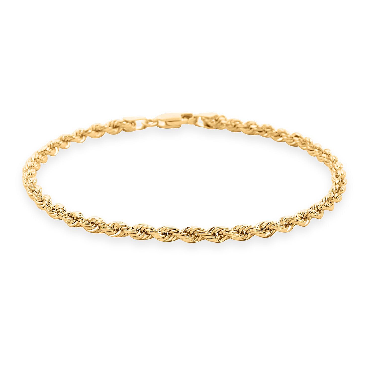 3mm Rope Chain Bracelet in 14K Yellow Gold 2.50 Grams (7.50 In)