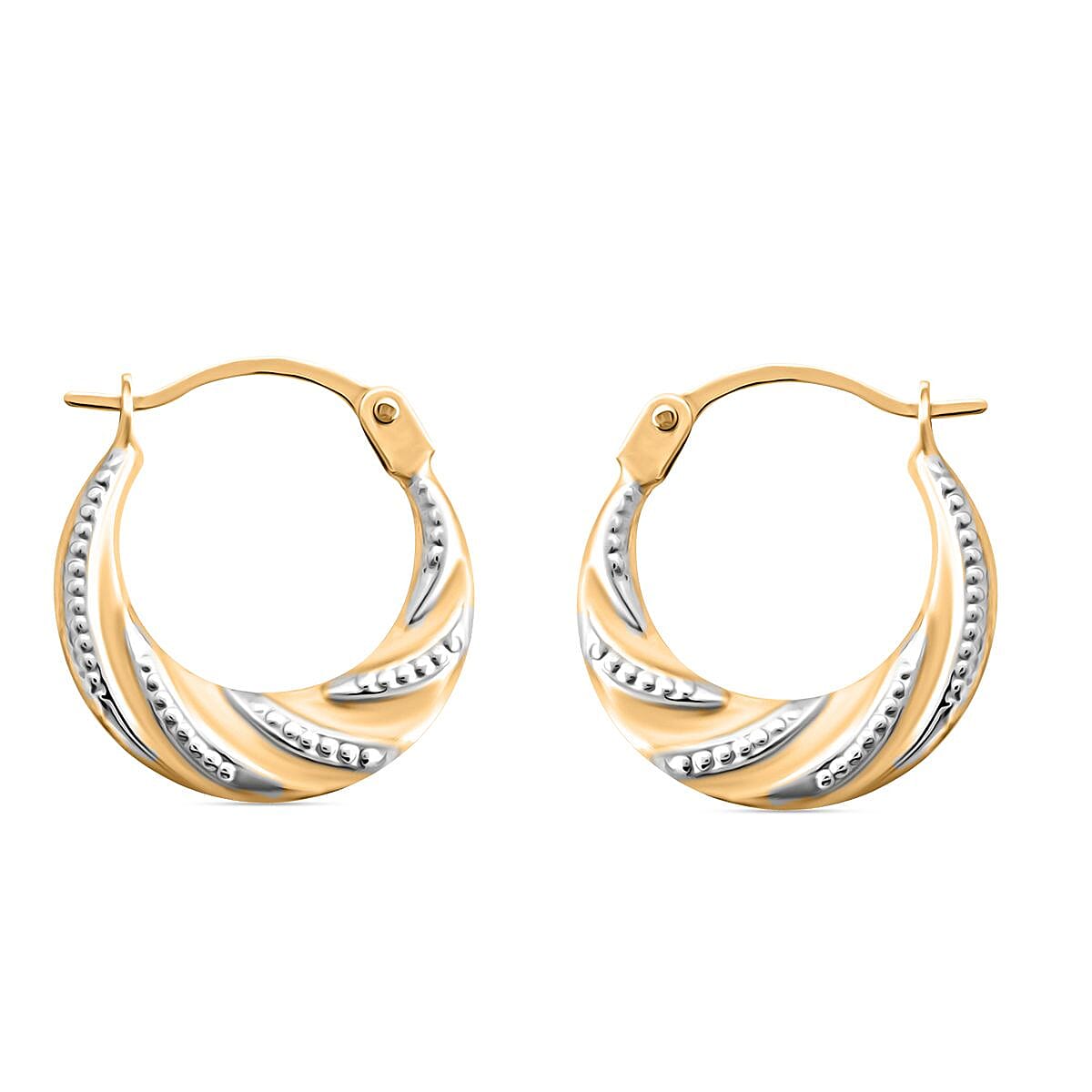 Hoop Earrings in 14K Yellow and White Gold 0.46 Grams