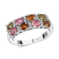 Multi-Tourmaline, Moissanite Ring in Platinum Over Sterling Silver (Size 10.0) 1.60 ctw - Sticky add to cart bar