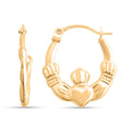 14K Yellow Gold Claddagh Hoop Earrings (0.50 g) - Sticky add to cart bar