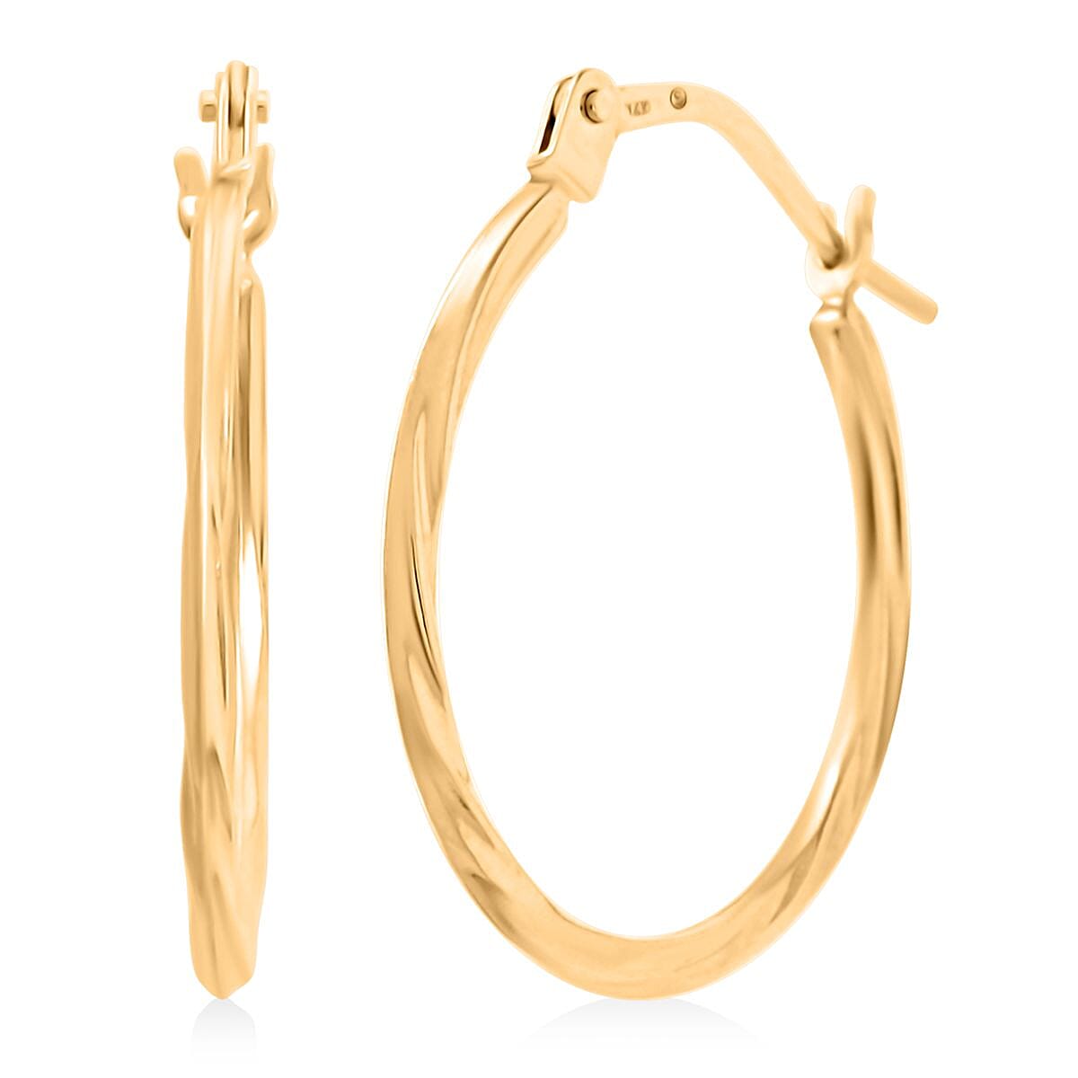 14K Yellow Gold Twisted Hoop Earrings 0.53 Grams