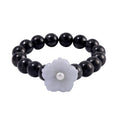 TLV White Jade Carved Flower, Freshwater Pearl, Shungite Beaded Bracelet in Rhodium Over Sterling Silver (6.50-7.00In) 110.00 ctw - Sticky add to cart bar