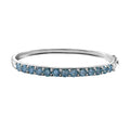 Blue Moissanite Bangle Bracelet in Platinum Over Sterling Silver (6.50 In) 6.50 ctw - Sticky add to cart bar