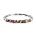 Multi-Tourmaline Bangle Bracelet in Platinum Over Sterling Silver (6.50 In) 7.10 ctw - Sticky add to cart bar