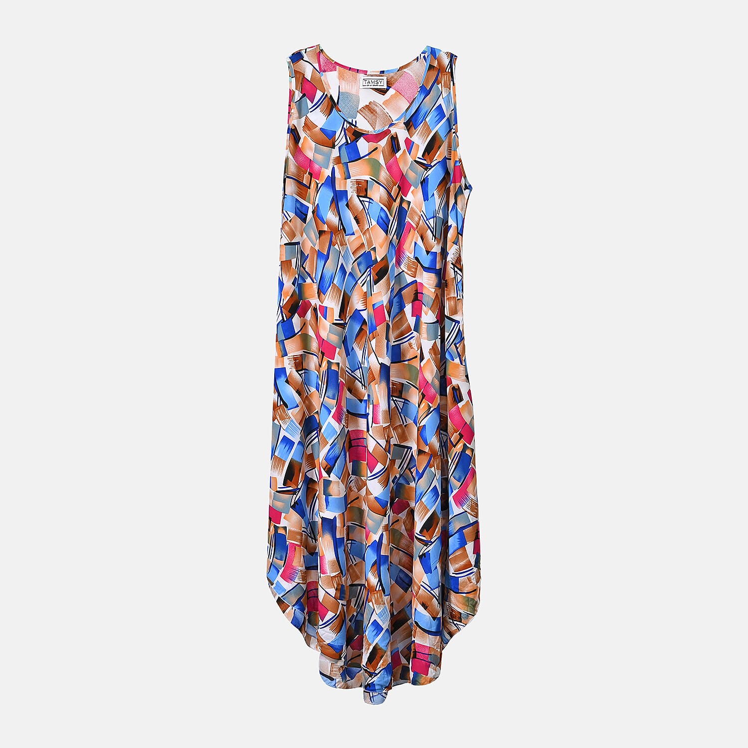 Tamsy Blue Art Midi Umbrella Dress - (28.34"x51.18")