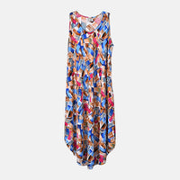 Tamsy Blue Art Midi Umbrella Dress - (28.34"x51.18")