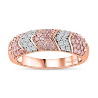 Natural Pink and White Diamond I3 Ring in Vermeil Rose Gold Over Sterling Silver (Size 6.0) 0.50 ctw