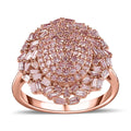 I3 Natural Pink Diamond Cluster Ring in Vermeil Rose Gold Over Sterling Silver (Size 10.0) 1.00 ctw - Sticky add to cart bar
