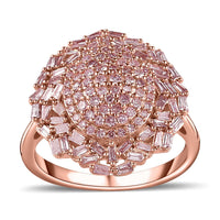I3 Natural Pink Diamond Cluster Ring in Vermeil Rose Gold Over Sterling Silver (Size 10.0) 1.00 ctw