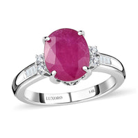 Luxoro 14K White Gold AAA Mozambique Ruby, Diamond (G-H, I2) Ring (Size 10.0) 3.25 ctw