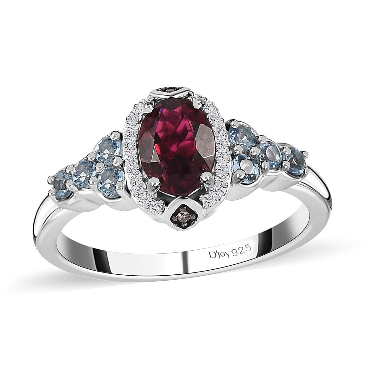 Premium Ouro Fino Rubellite and Multi Gemstone Ring in Platinum Over Sterling Silver (Size 6.0) 1.30 ctw (Del. in 8-10 Days)