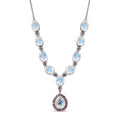 Premium Moon Glow Moonstone and Lotus Garnet Necklace 18-20 Inches in Platinum Over Sterling Silver 8.85 ctw - Sticky add to cart bar