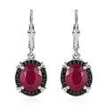 Niassa Ruby (FF) and Thai Black Spinel Lever Back Earrings in Platinum Over Sterling Silver 8.35 ctw - Sticky add to cart bar