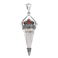 Sajen Silver Natural Crystal Pencil and Mozambique Garnet Pendant without Chain in Platinum Over Sterling Silver 32.65 ctw