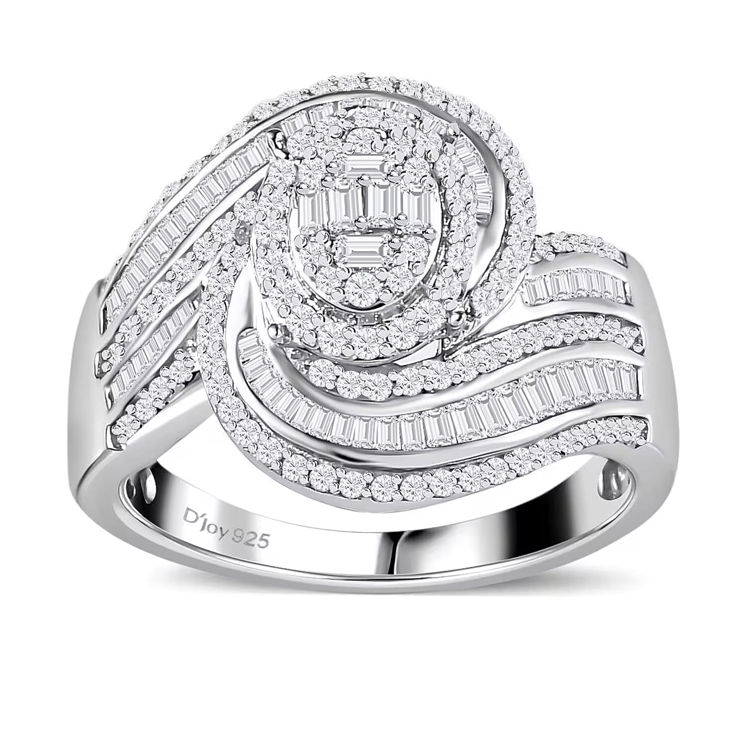 Diamond Ring in Platinum Over Sterling Silver