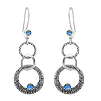 Sajen Silver Rainbow Peacock Doublet Quartz 1.10 ctw Earrings in Platinum Over Sterling Silver