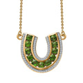 Chrome Diopside and White Zircon Horseshoe Necklace 18 Inches in Vermeil Yellow Gold Over Sterling Silver 2.60 ctw - Sticky add to cart bar