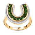 Chrome Diopside, White Zircon Horseshoe Ring in Vermeil YG Over Sterling Silver (Size 10.0) 1.65 ctw - Sticky add to cart bar